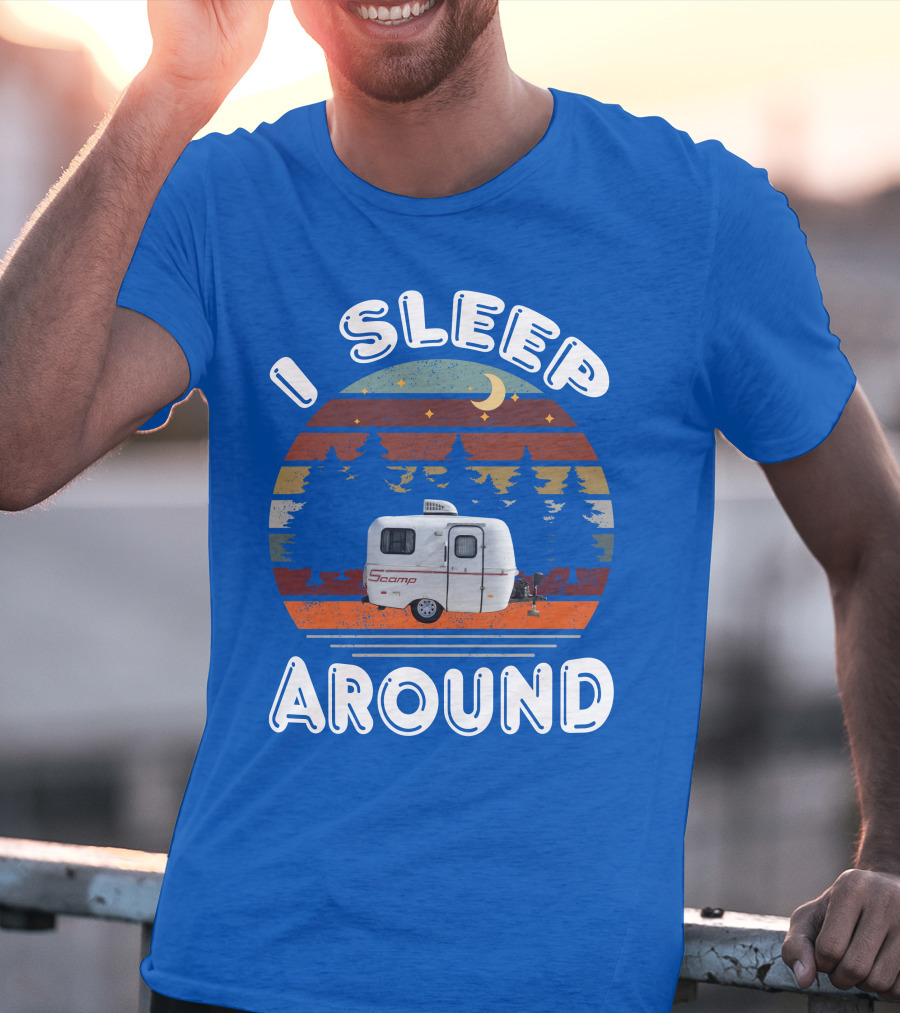 I Sleep Around Scamp Travel Trailers Night Trees Moon Stars T-Shirt