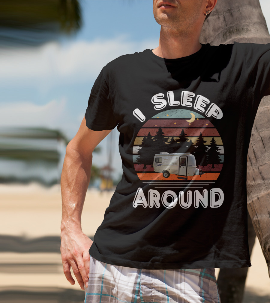 I Sleep Around Casita 1 Camper Vintage Sunset Pines T-Shirt