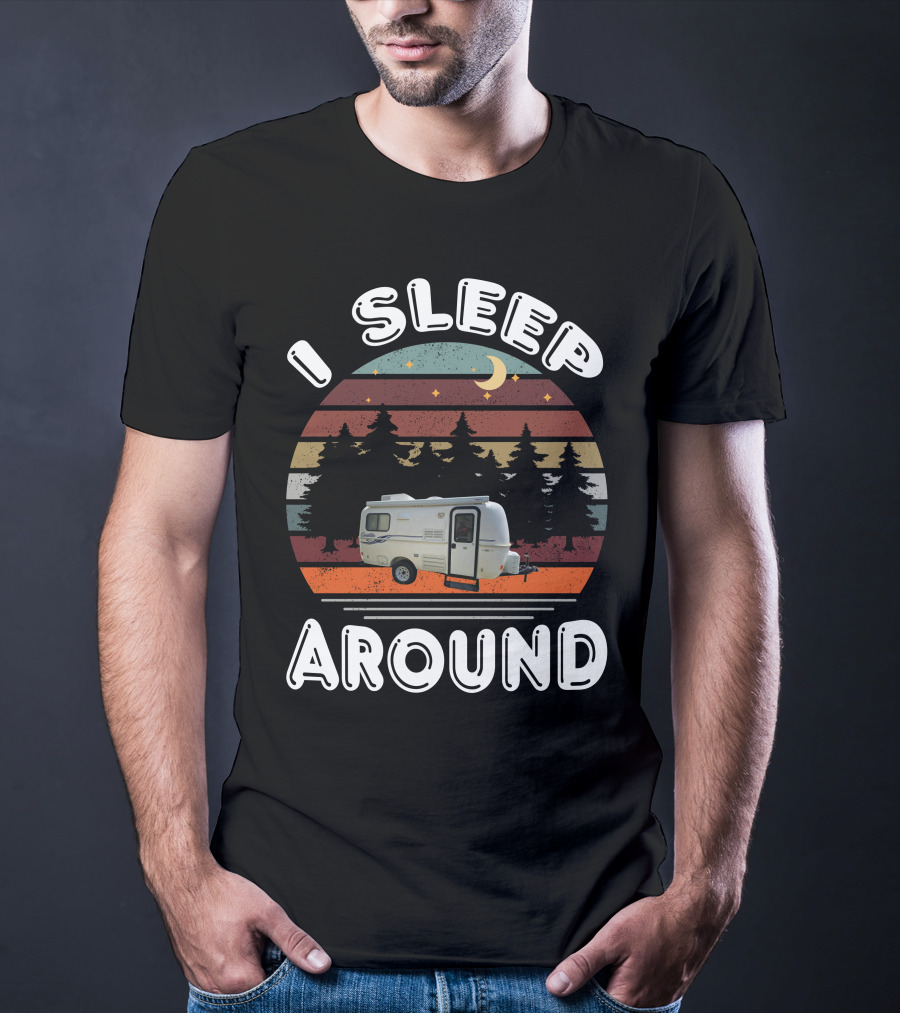 I Sleep Around Casita 1 Camper Vintage Sunset Pines T-Shirt