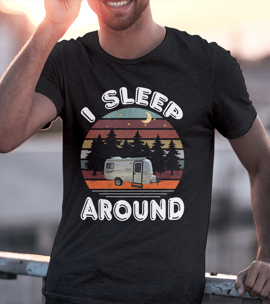 I Sleep Around Casita 1 Camper Vintage Sunset Pines T-Shirt