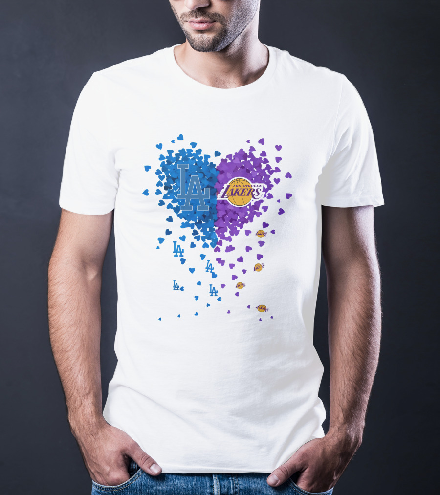 Los Angeles Lakers And LA Dodgers Heart T-Shirt