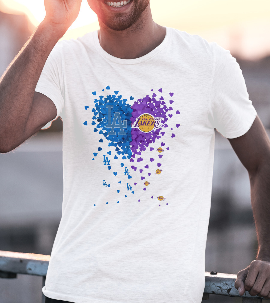Los Angeles Lakers And LA Dodgers Heart T-Shirt