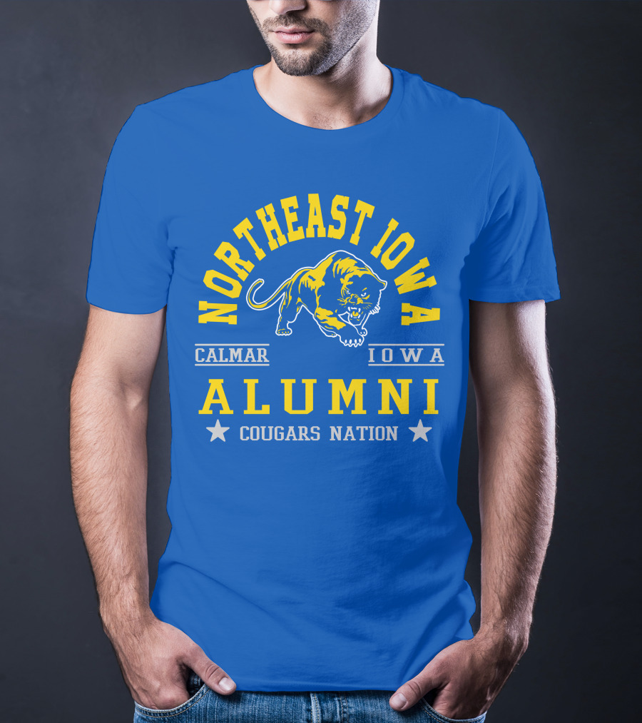 Northeast Iowa Calmar Iowa Alumni Cougars Nation T-Shirt