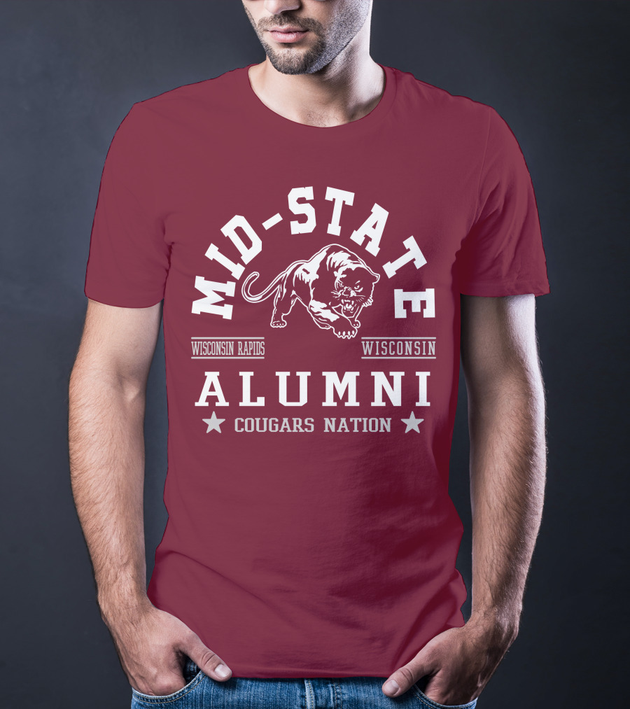 Mid-State Alumni Cougars Nation Wisconsin Rapids Wisconsin T-Shirt