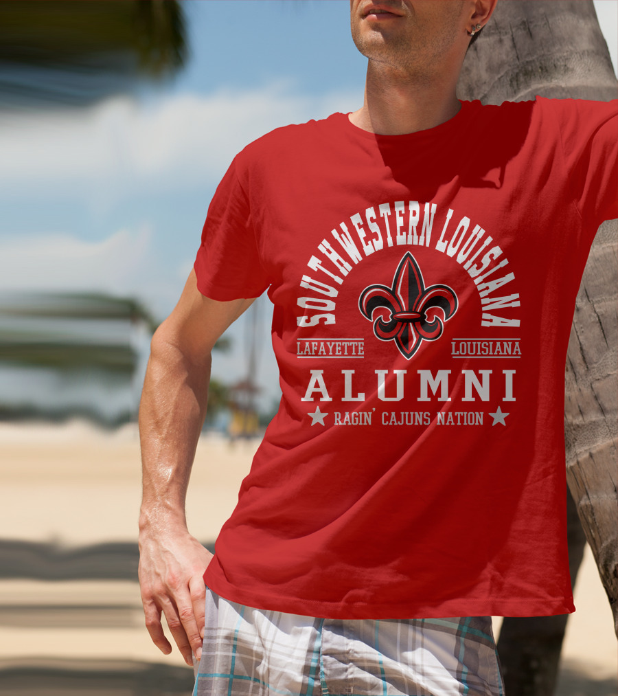 Southwestern Louisiana Alumni Ragin' Cajuns Nation Fleur-de-Lis Lafayette T-Shirt