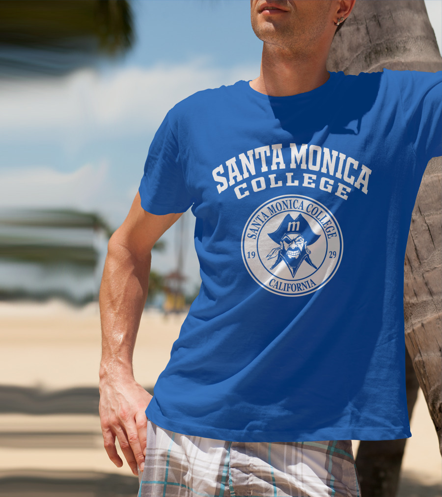 Santa Monica College California 1929 Pirate Logo Blue Background T-Shirt