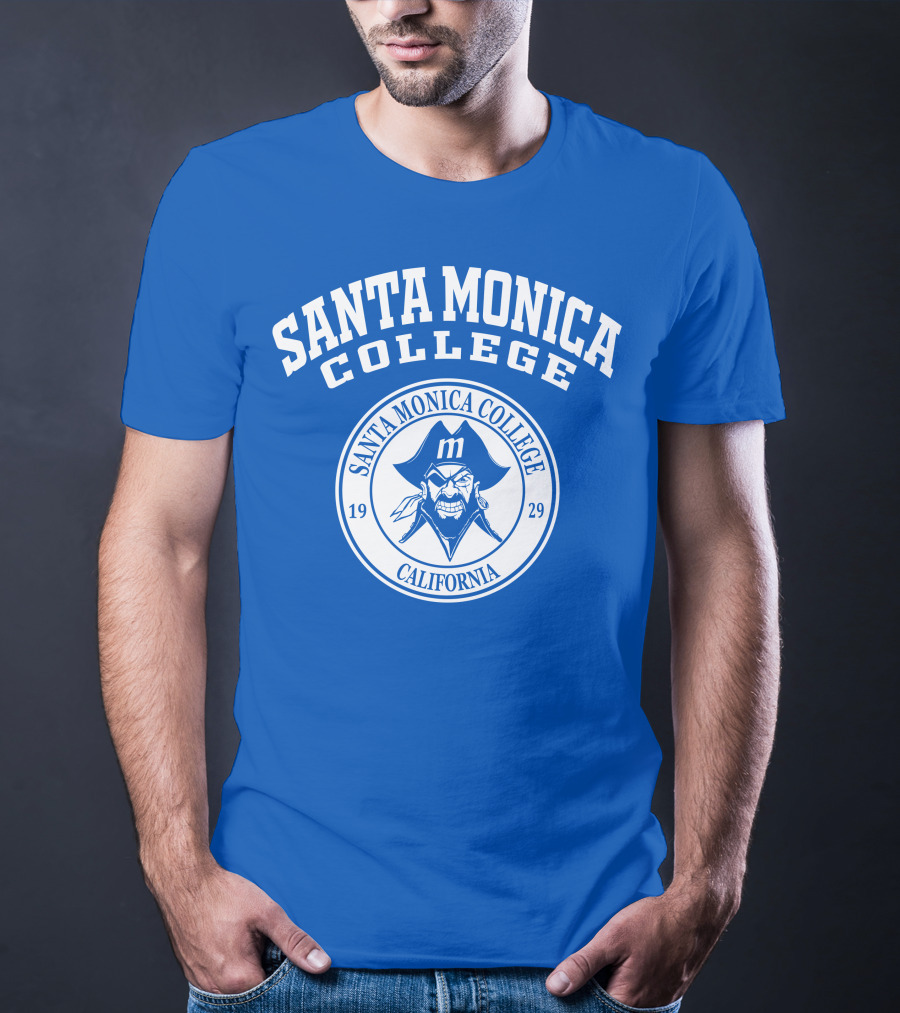 Santa Monica College California 1929 Pirate Logo Blue Background T-Shirt