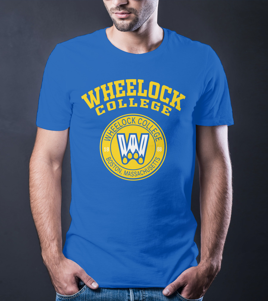 Wheelock College Boston Massachusetts 1888 Logo Blue Yellow T-Shirt