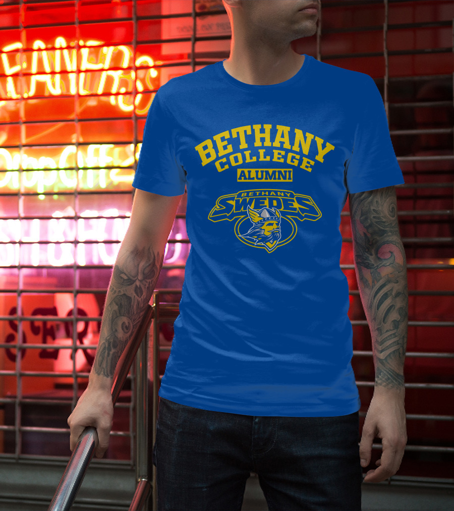 Bethany College Alumni Bethany Swedes Logo Viking Helmet T-Shirt