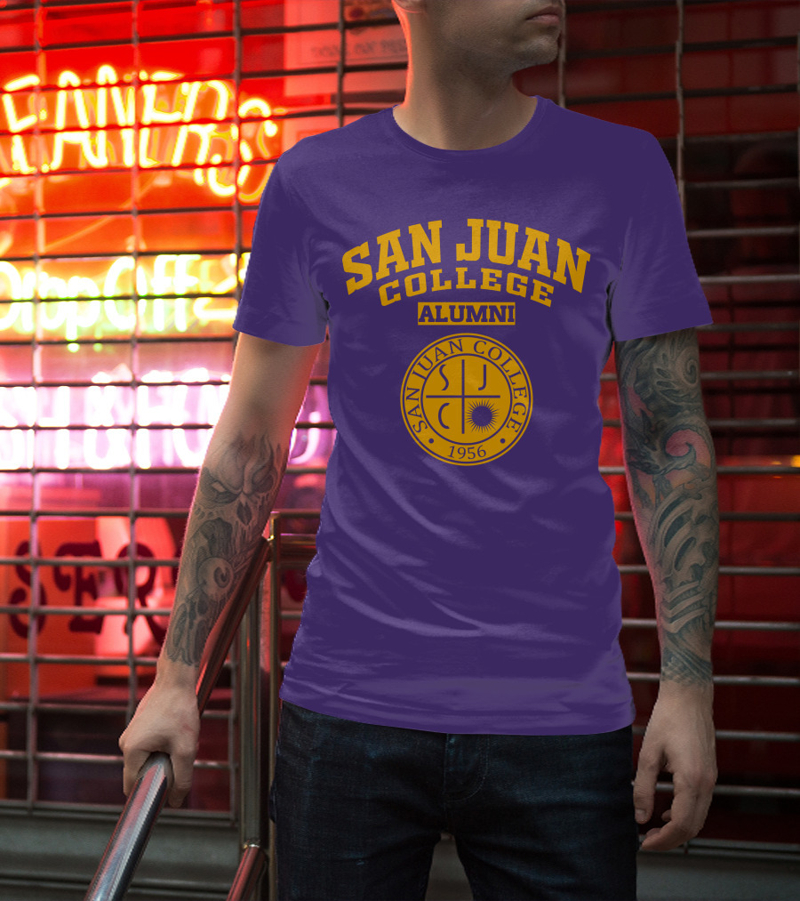 San Juan College Alumni 1956 SJC Emblem Purple Gold T-Shirt