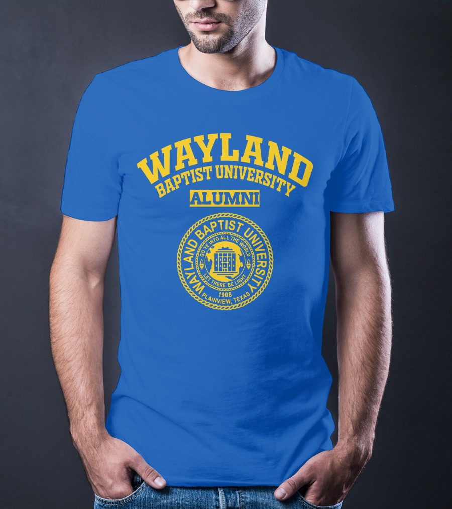 Wayland Baptist University Alumni Seal 1908 Plainview Texas Blue And Gold T-Shirt