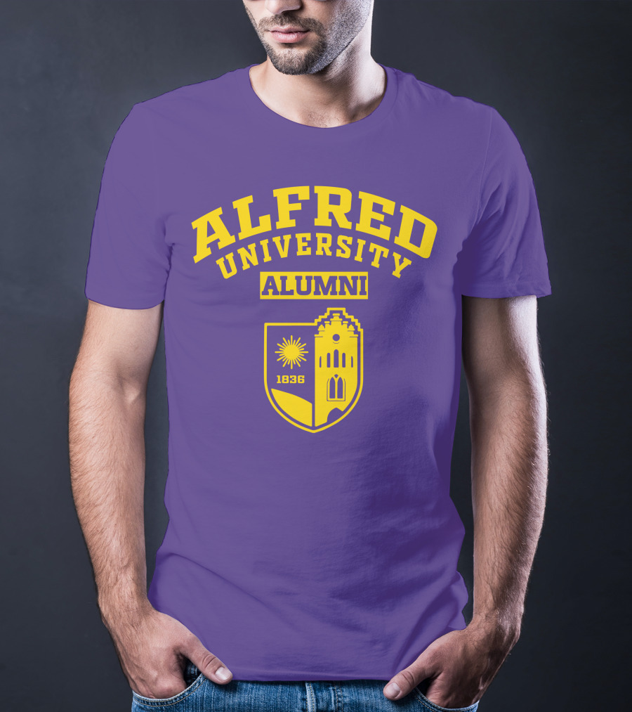 Alfred University Alumni 1836 Purple And Yellow Crest T-Shirt