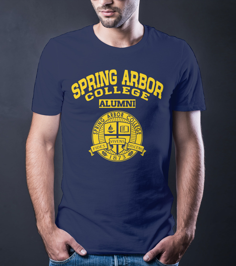 Spring Arbor College Alumni Fides Vivens Discens 1873 Seal T-Shirt