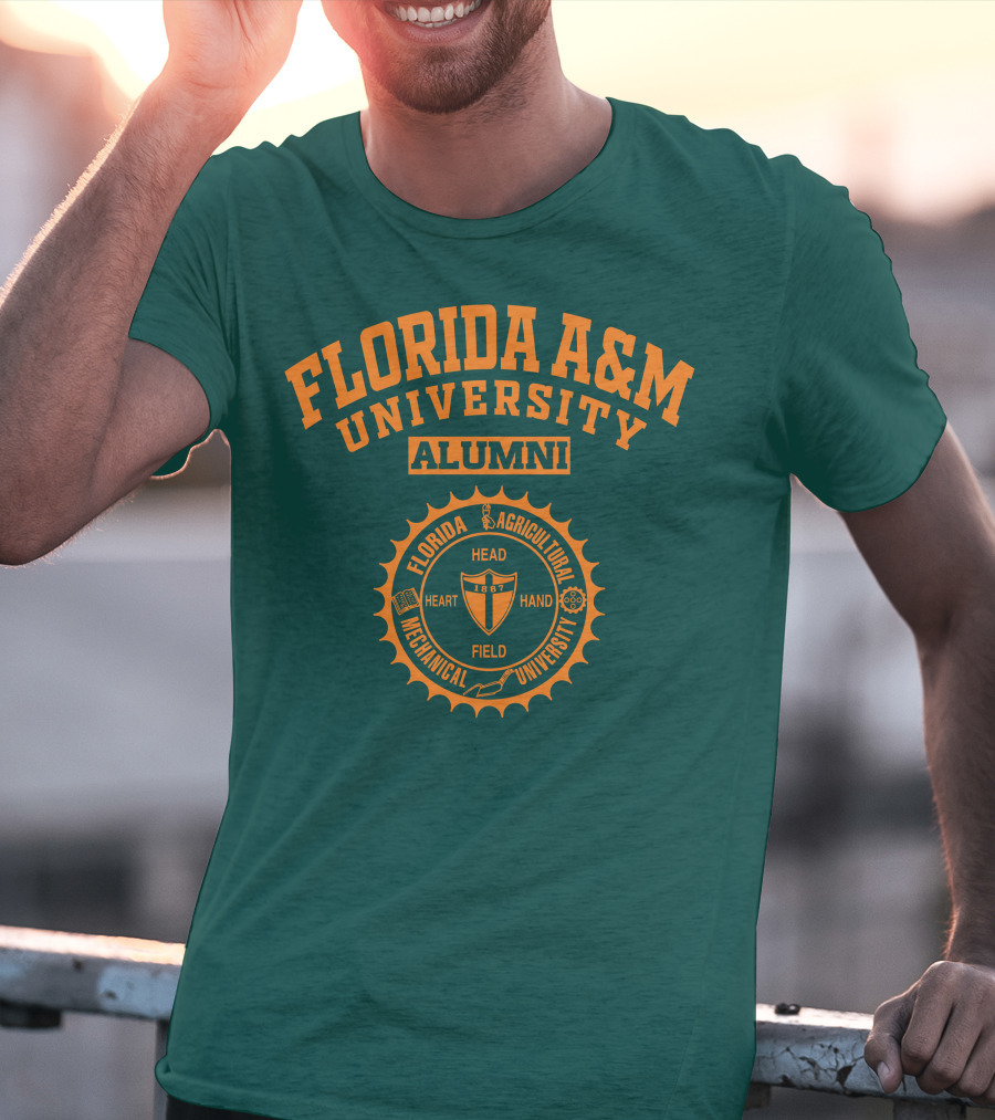Florida A&M University Alumni 1887 Seal Head Heart Hand Field T-Shirt