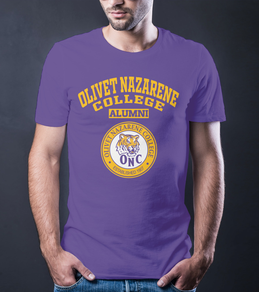 Olivet Nazarene College Alumni Tiger ONC Established 1907 Purple Yellow T-Shirt