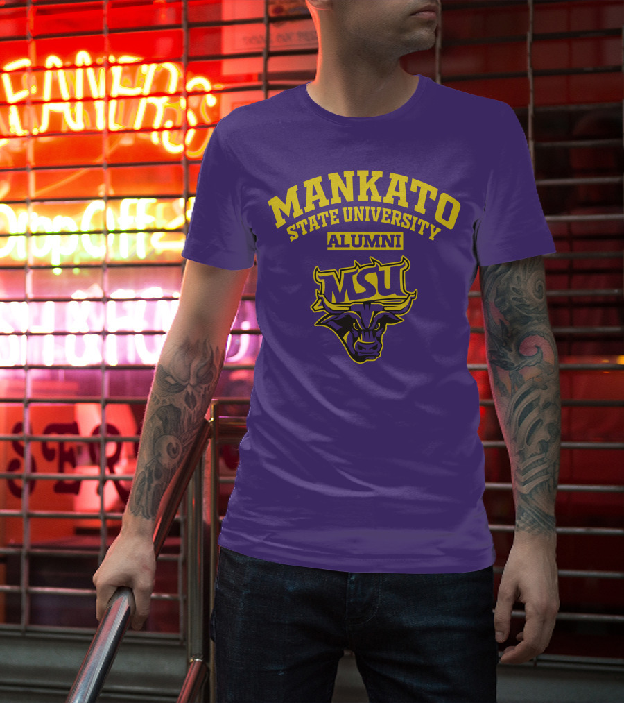 Mankato State University Alumni MSU Logo Purple Bull T-Shirt