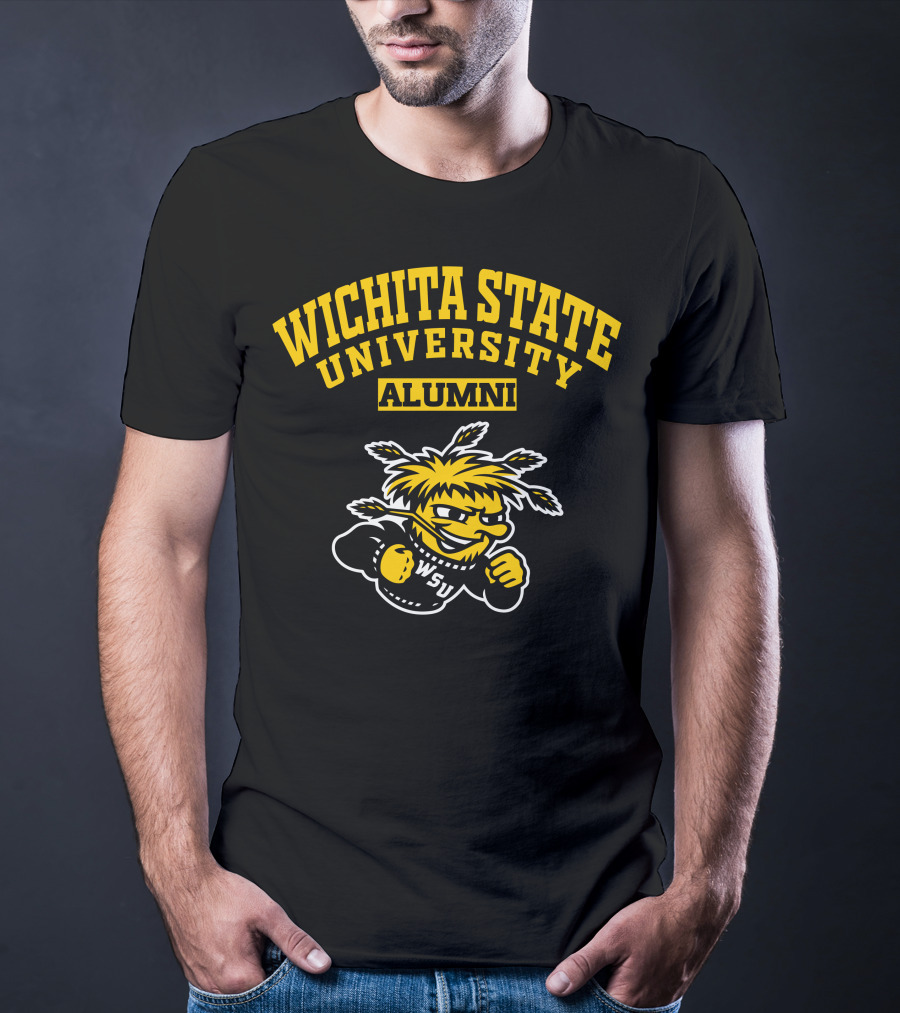 Wichita State University Alumni WSU Logo With WuShock Mascot T-Shirt