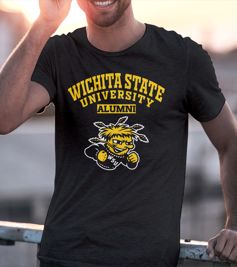 Wichita State University Alumni WSU Logo With WuShock Mascot T-Shirt