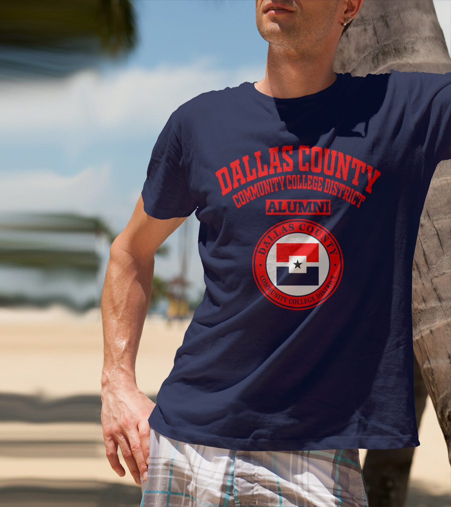Dallas County Community College District Alumni Red And Navy Star Emblem T-Shirt