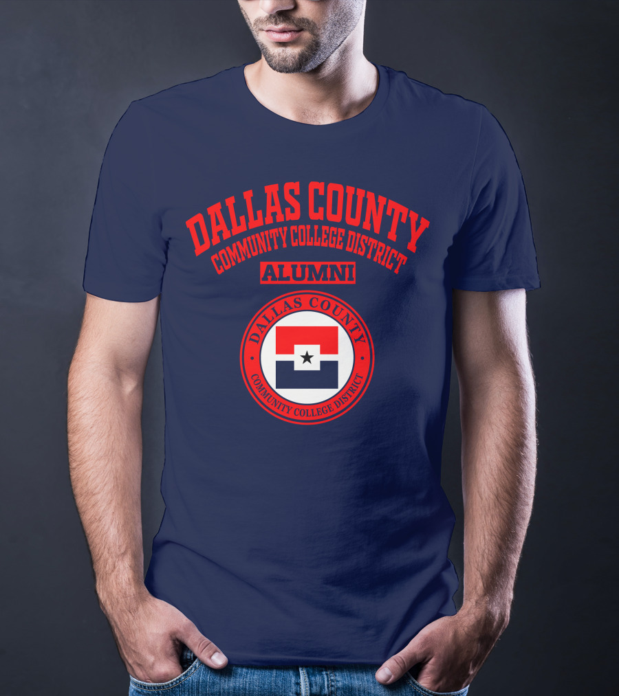 Dallas County Community College District Alumni Red And Navy Star Emblem T-Shirt