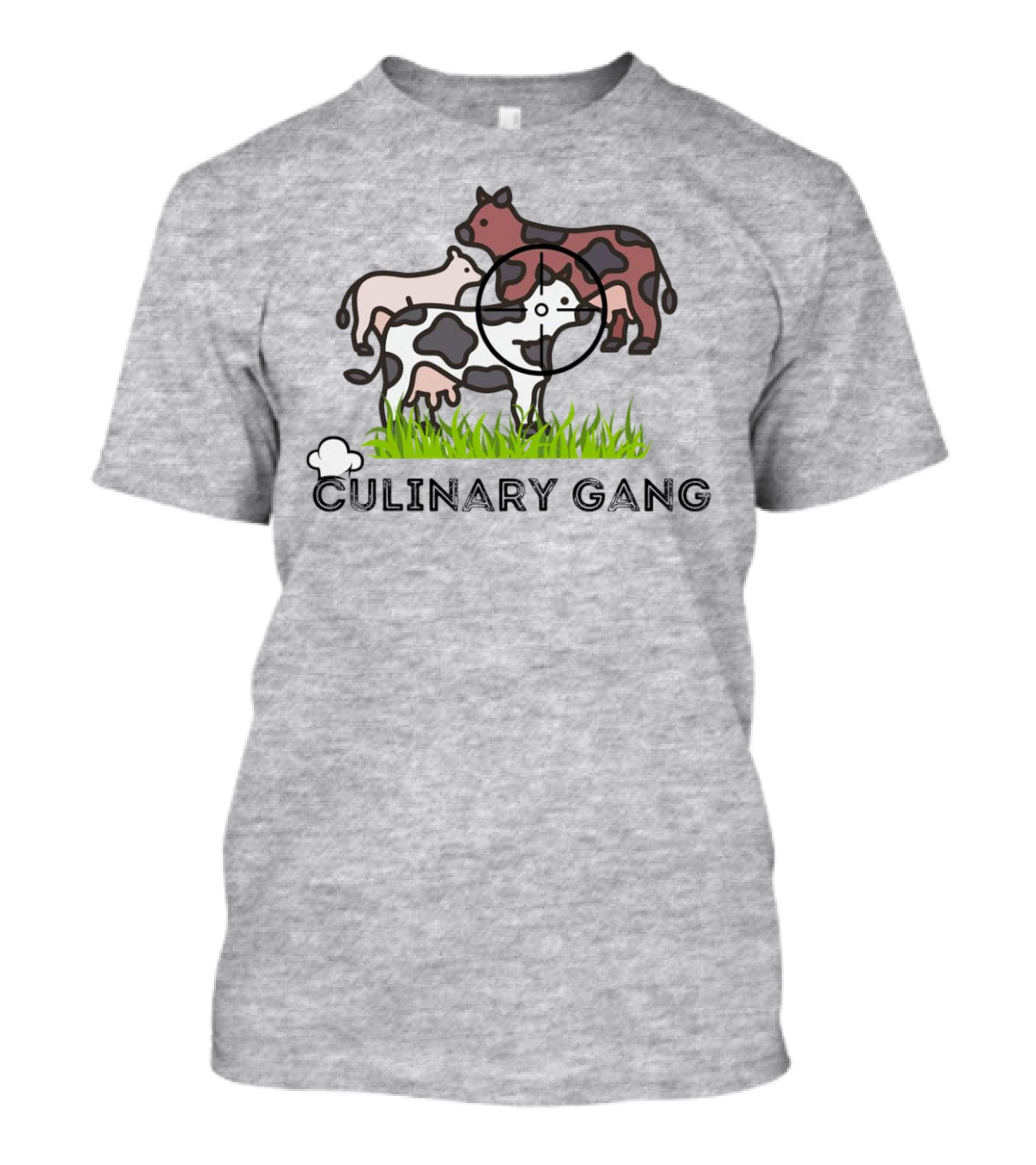 Culinary Gang Cow Trio Targeting Humor T-Shirt