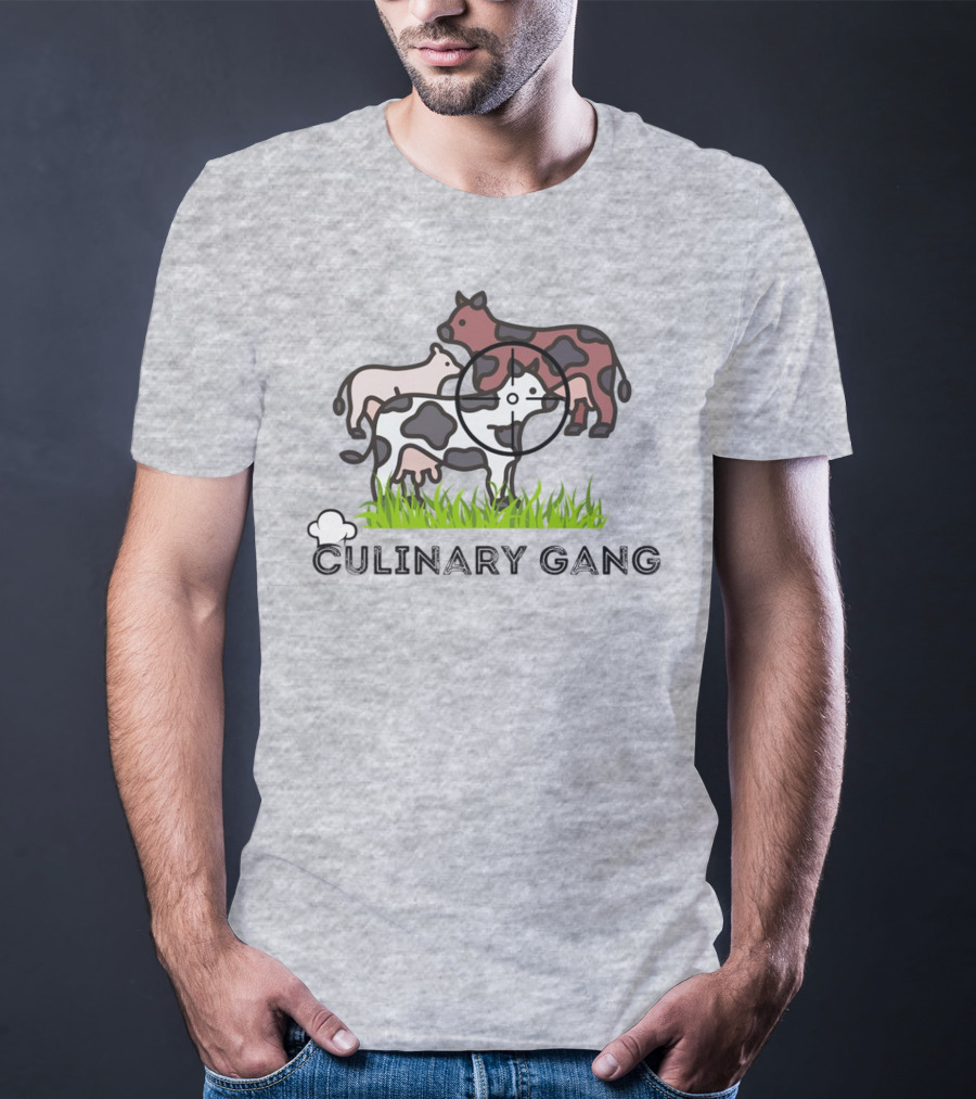 Culinary Gang Cow Trio Targeting Humor T-Shirt