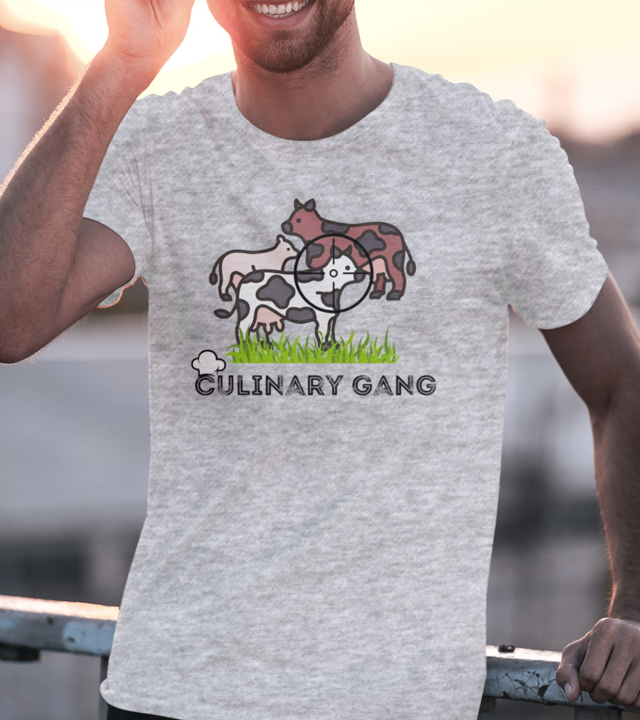 Culinary Gang Cow Trio Targeting Humor T-Shirt