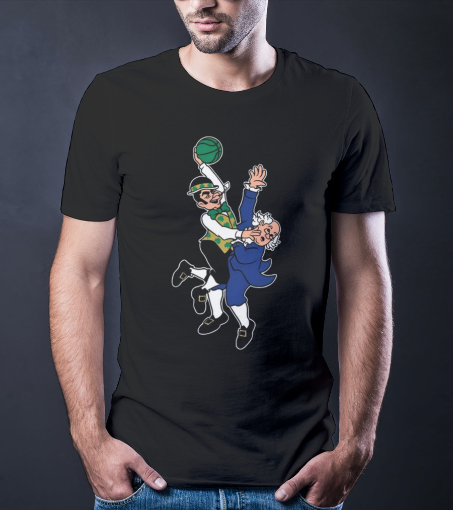 Bos Dunk Celtic Green Basketball Character With Historical Figure T-Shirt