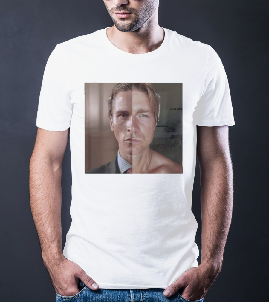 Jeremy Fragrance Compared With Young Christian Bale Face Split Room Background T-Shirt