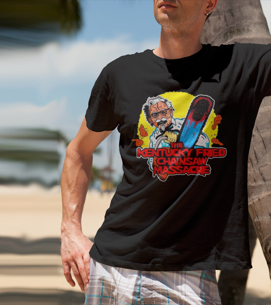 Colonel Sanders Chainsaw Parody Horror Crossover T-Shirt