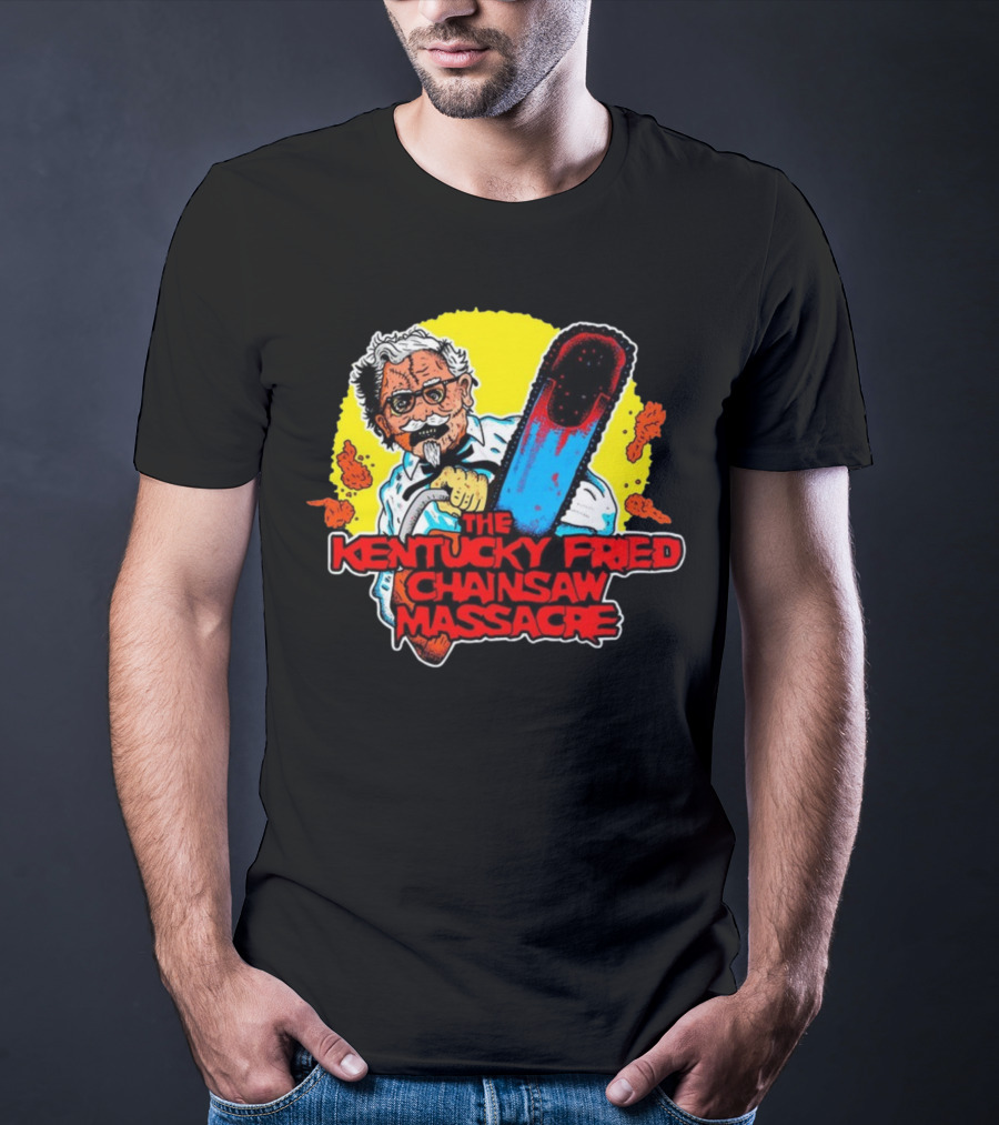 Colonel Sanders Chainsaw Parody Horror Crossover T-Shirt