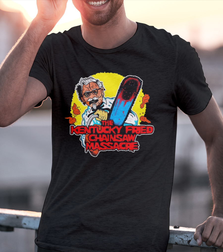 Colonel Sanders Chainsaw Parody Horror Crossover T-Shirt