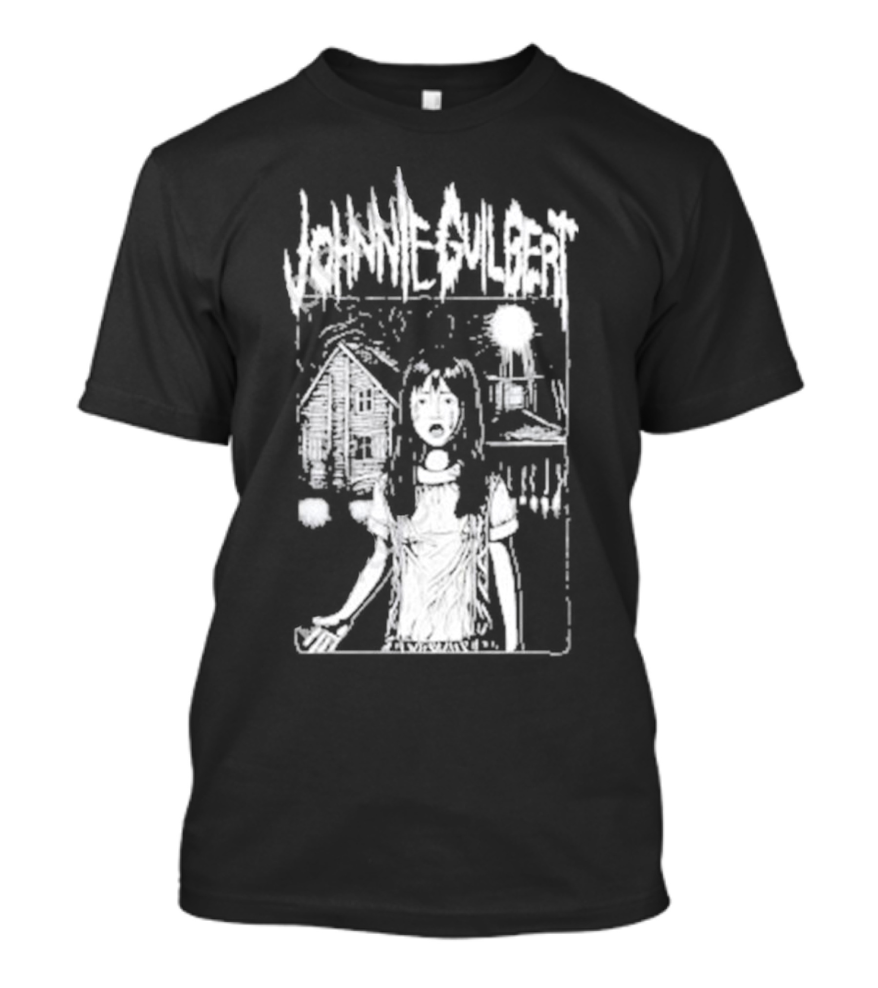 Johnnie Guilbert The Lost Girl Creepy Haunted House Background T-Shirt