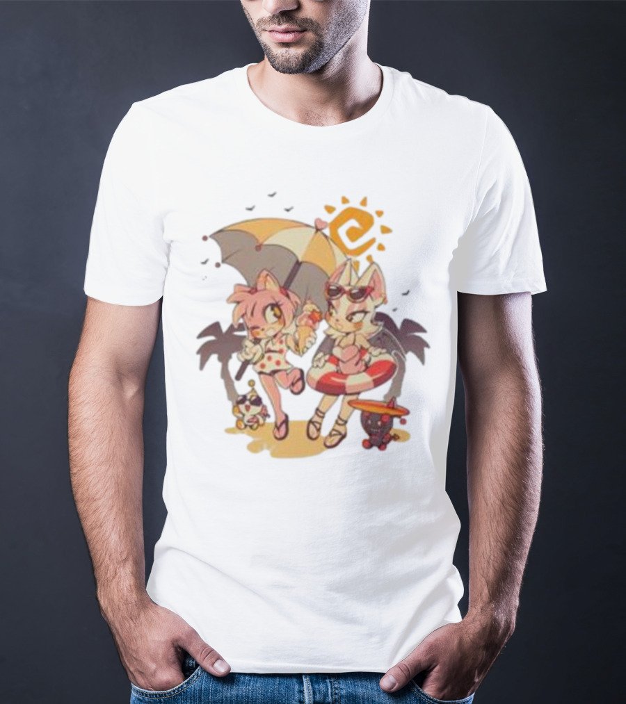 The Yetee Merch Door Into Summer With Cute Beach Characters And Umbrella T-Shirt