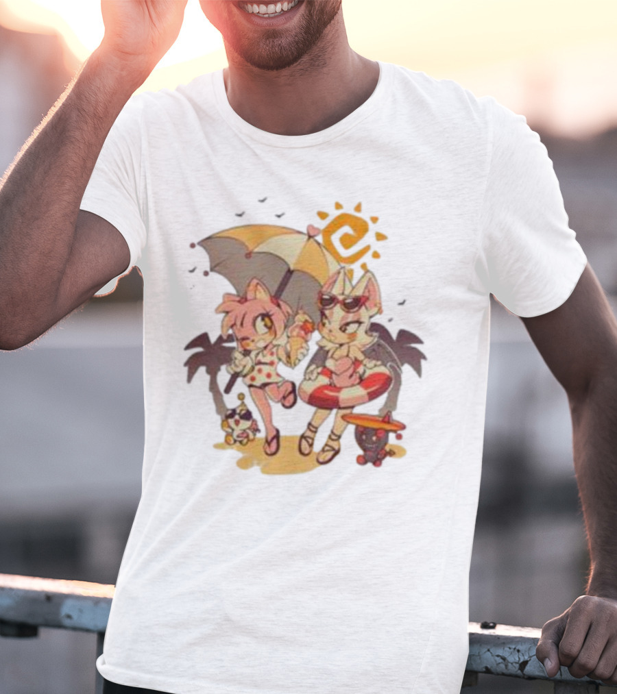 The Yetee Merch Door Into Summer With Cute Beach Characters And Umbrella T-Shirt