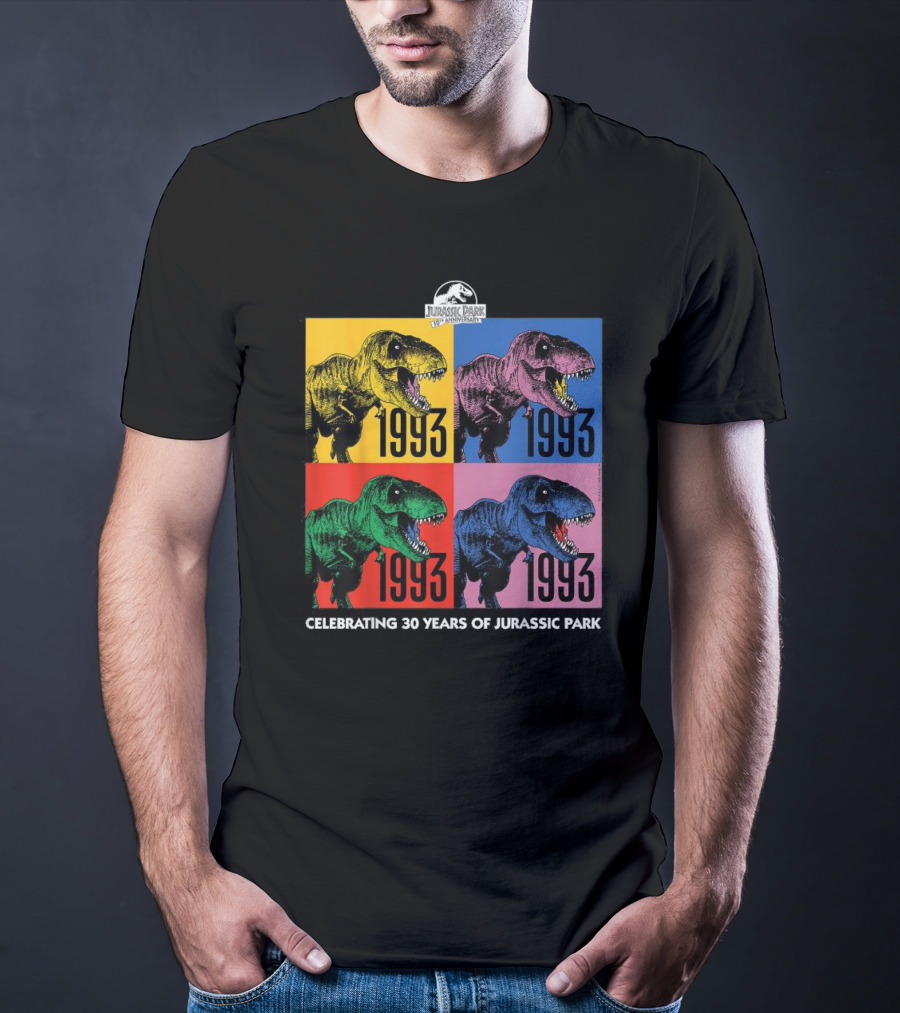 30 Years Of Jurassic Park 1993 Pop Art Dinosaur T-Shirt