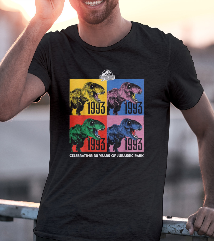 30 Years Of Jurassic Park 1993 Pop Art Dinosaur T-Shirt