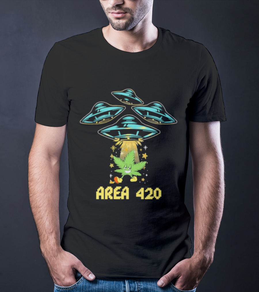 Area 420 UFO Weed Leaf Extraterrestrial Vibe T-Shirt