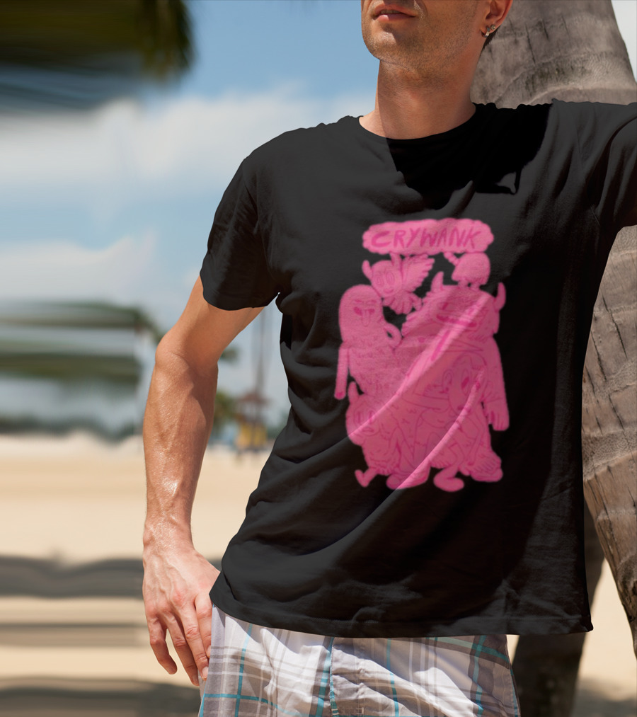 Crywank Cartoon Characters Art Pink T-Shirt