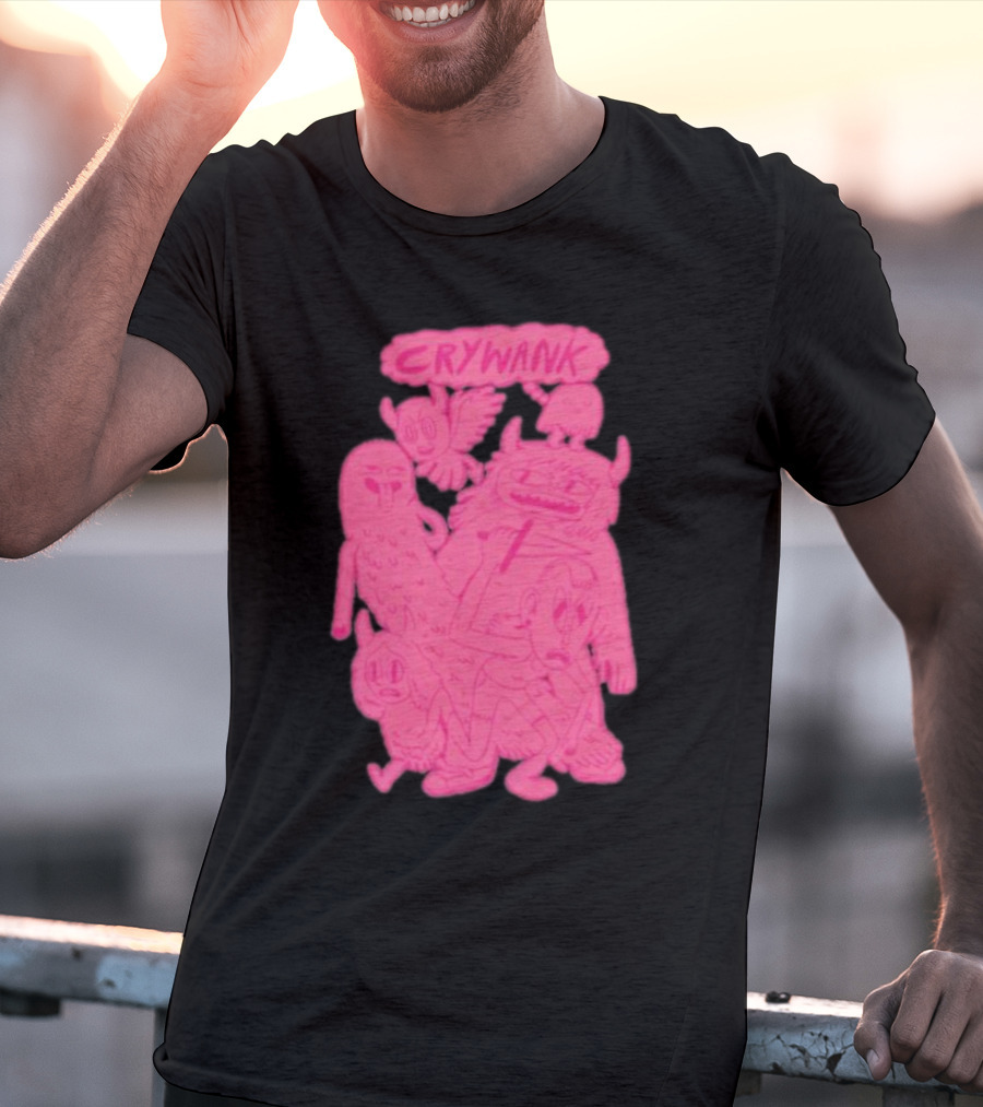 Crywank Cartoon Characters Art Pink T-Shirt