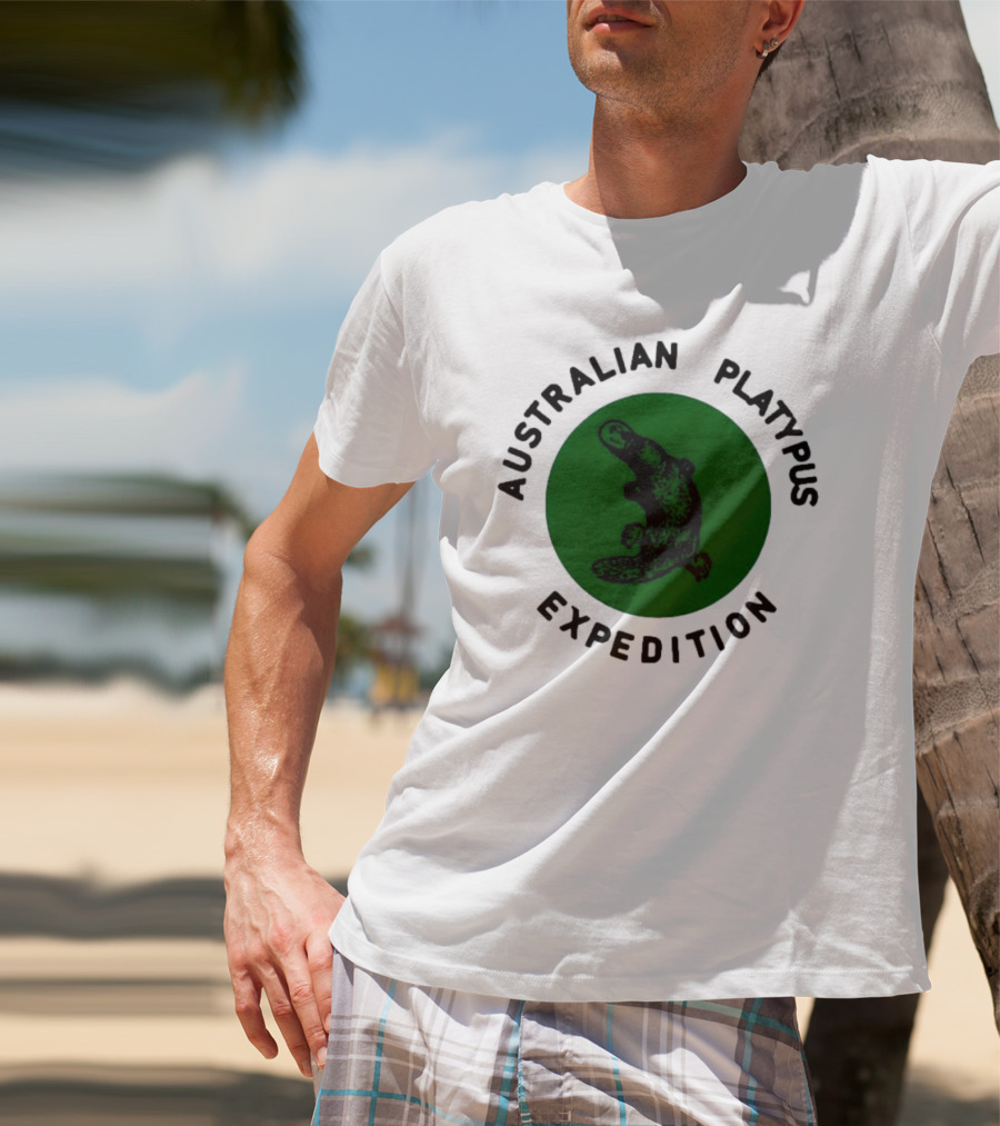 Australian Platypus Expedition Black Circle With Green Interior T-Shirt