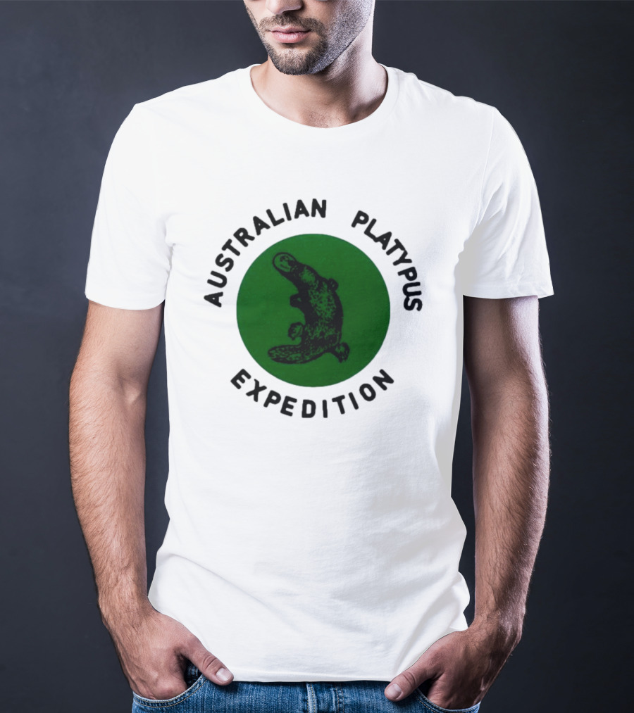 Australian Platypus Expedition Black Circle With Green Interior T-Shirt