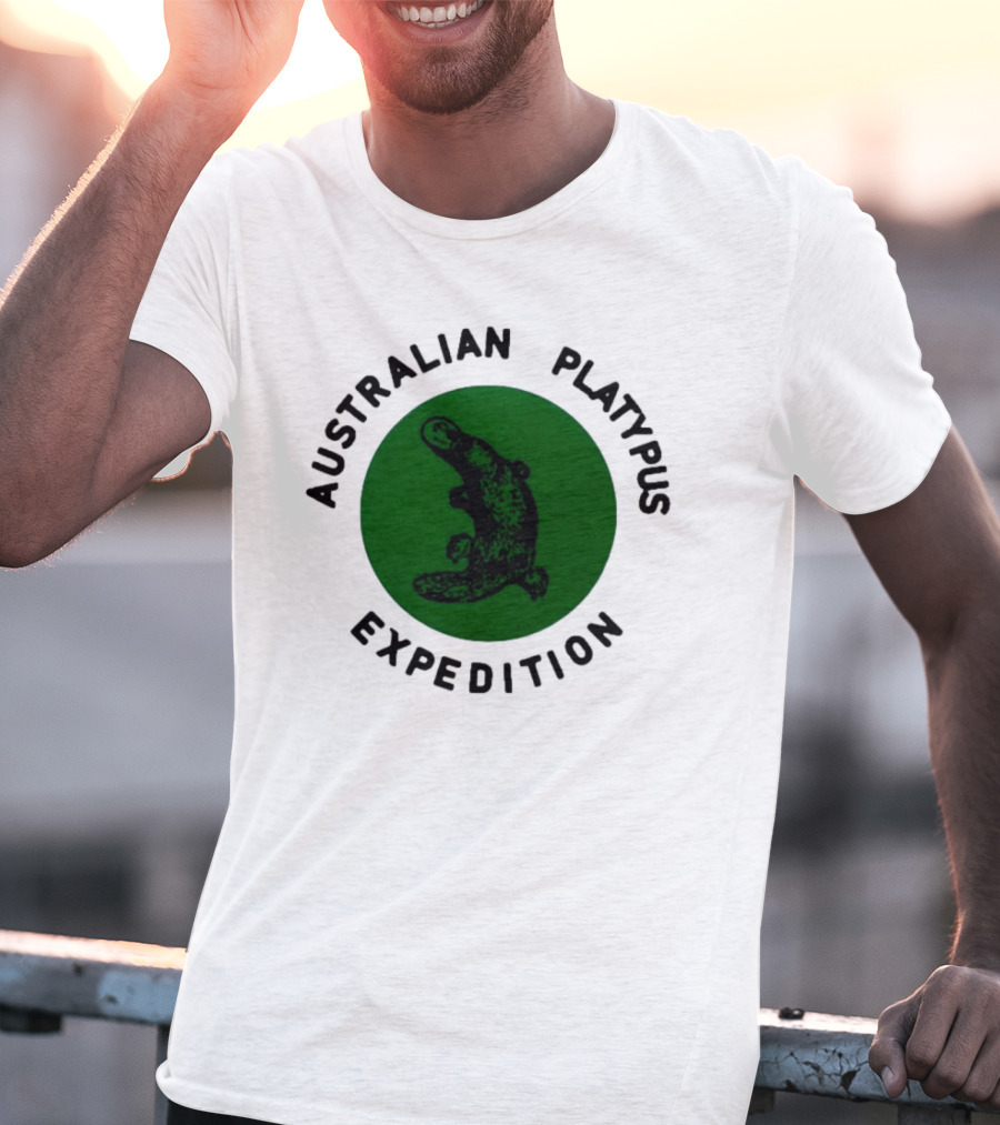 Australian Platypus Expedition Black Circle With Green Interior T-Shirt