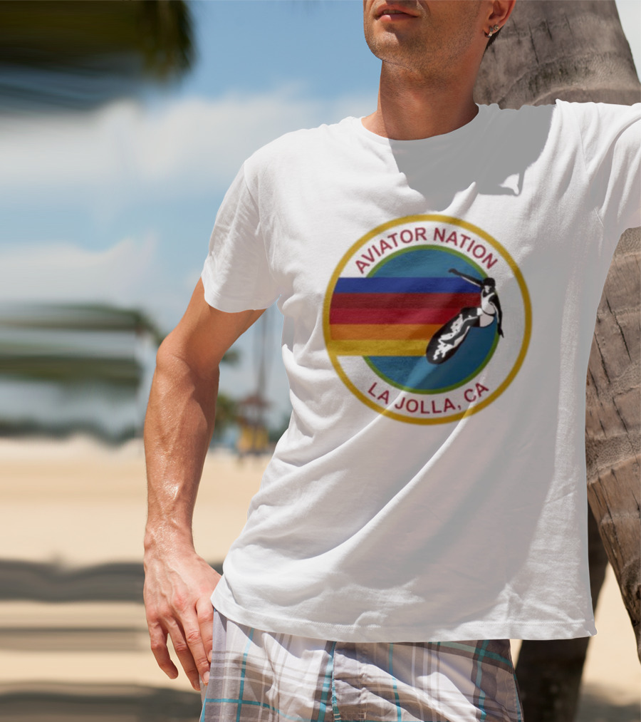Aviator Nation La Jolla CA Surfing Rainbow T-Shirt