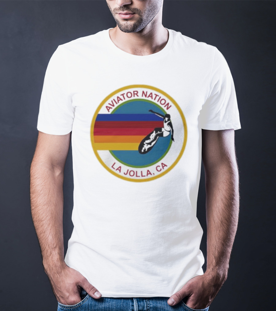 Aviator Nation La Jolla CA Surfing Rainbow T-Shirt