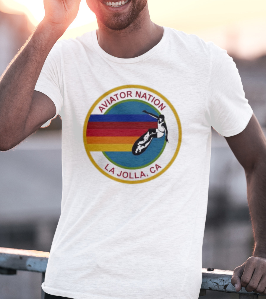 Aviator Nation La Jolla CA Surfing Rainbow T-Shirt