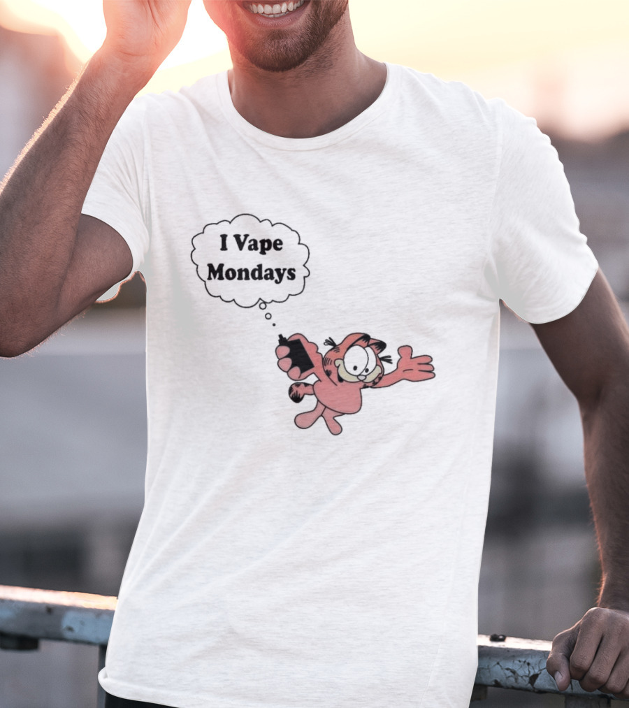 Garfield I Vape Mondays Comic Style Humor T-Shirt