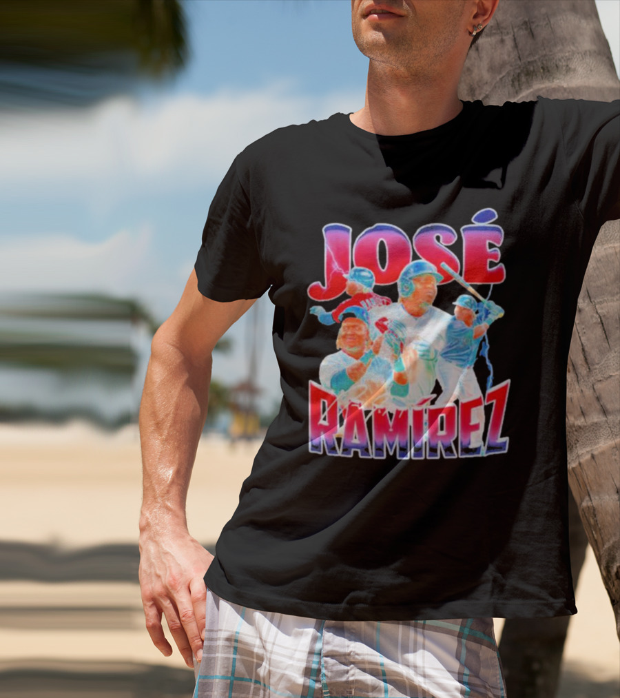 José Ramírez Signature Series Baseball Action Collage T-Shirt