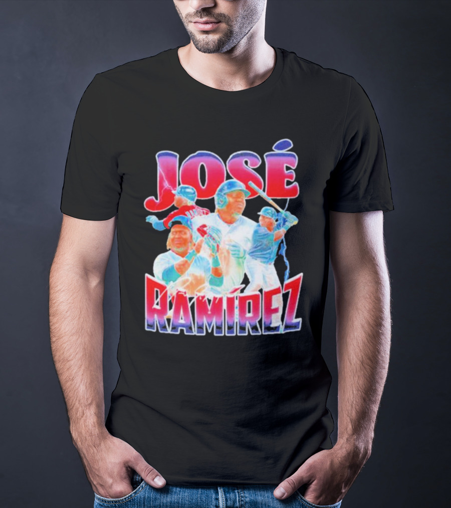 José Ramírez Signature Series Baseball Action Collage T-Shirt
