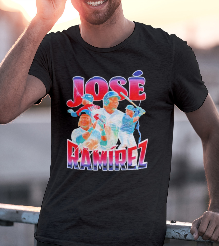 José Ramírez Signature Series Baseball Action Collage T-Shirt
